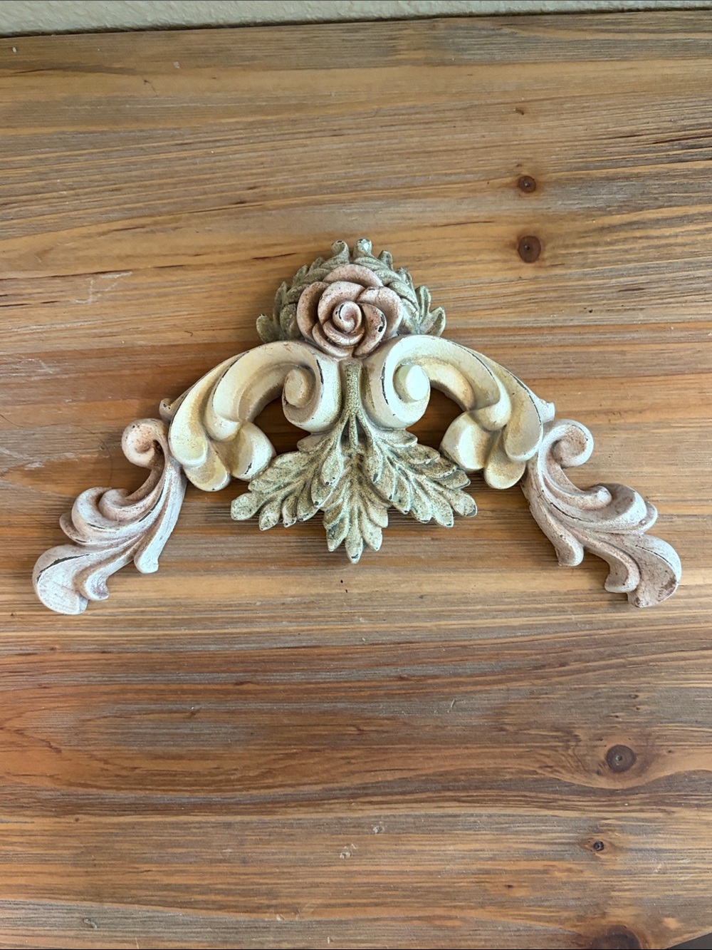 Miniature Ornate Rose Accent Wall Decor - Cream, Pale Pink & Light Green